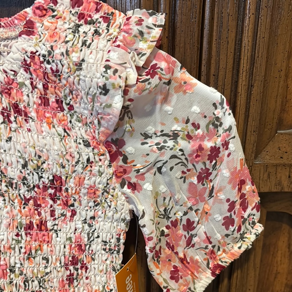 Floral Pink and White Kids Dress - Picture 4 of 4